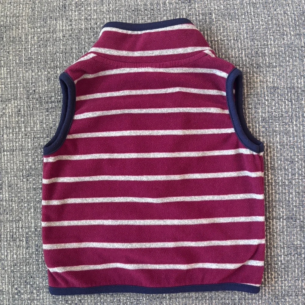 Carter’s Baby Boy Maroon & Gray Striped Sweater Vest | 24M Fall Layer